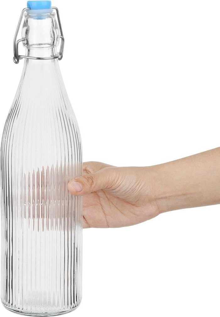  Olympia Bouteilles d'eau rainur&eacute;es &agrave; bouchon m&eacute;canique 1L (lot de 6) 