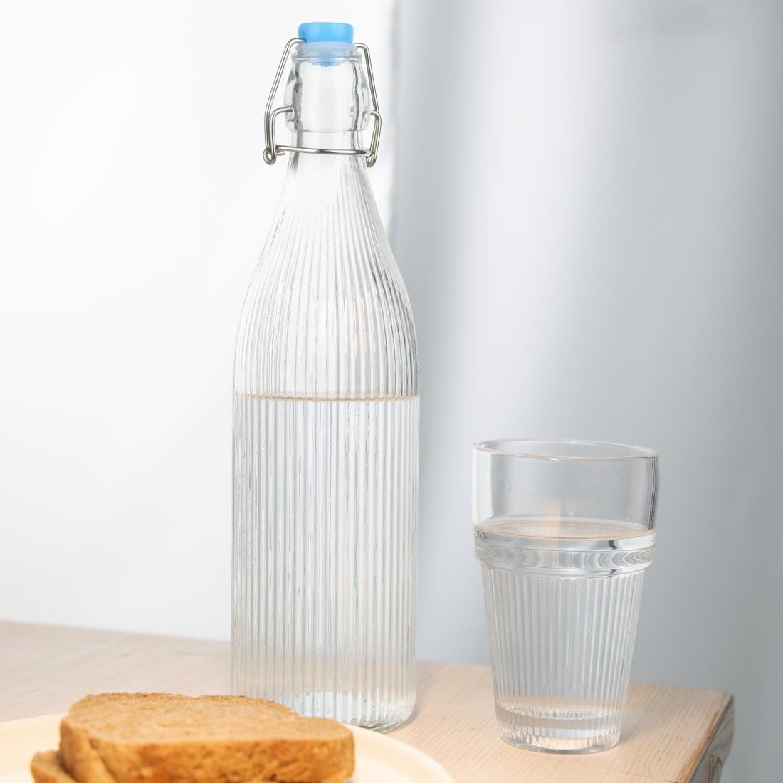  Olympia Bouteilles d'eau rainur&eacute;es &agrave; bouchon m&eacute;canique 1L (lot de 6) 