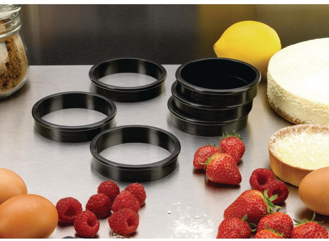  Matfer Bourgeat Cercles &agrave; tarte Exoglass   80 mm (lot de 6) 