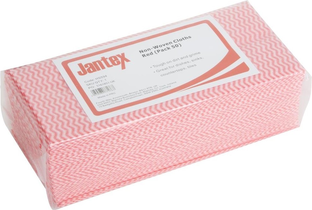  Jantex Chiffons non tiss&eacute;s rouges (lot de 50) 