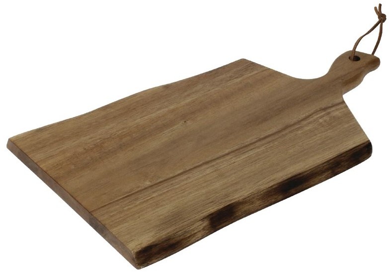 Olympia Petite planche en acacia bords ondul&eacute;s 305x215x15mm manche 75mm 