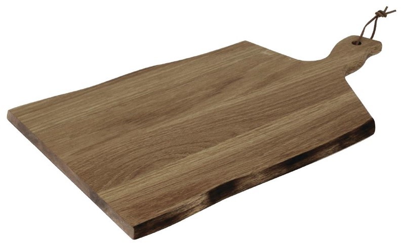  Olympia Grande planche en acacia bords ondul&eacute;s 355x250x15mm manche 85mm 