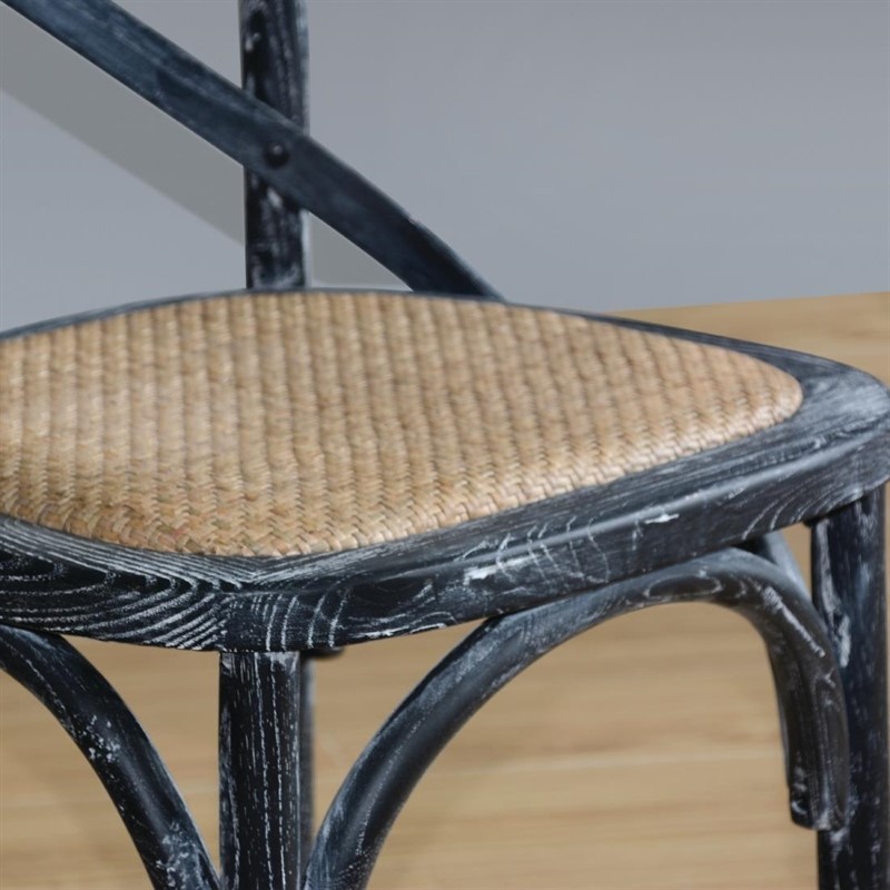  Bolero Chaises en bois patin&eacute; avec dossier crois&eacute; noires 