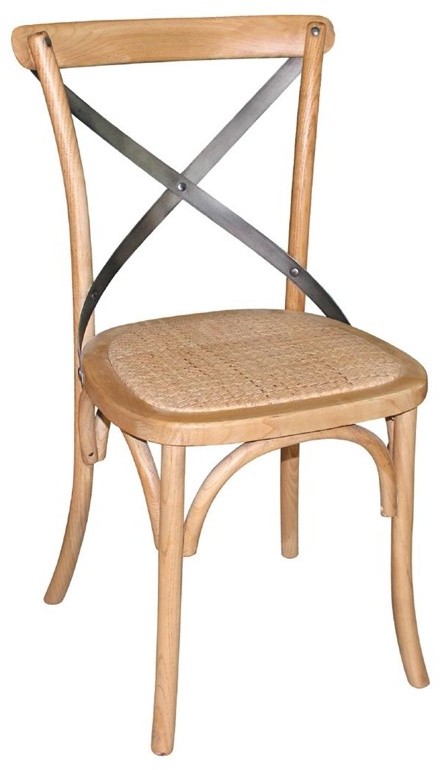  Bolero Chaises en bois patin&eacute; avec dossier crois&eacute; naturel 