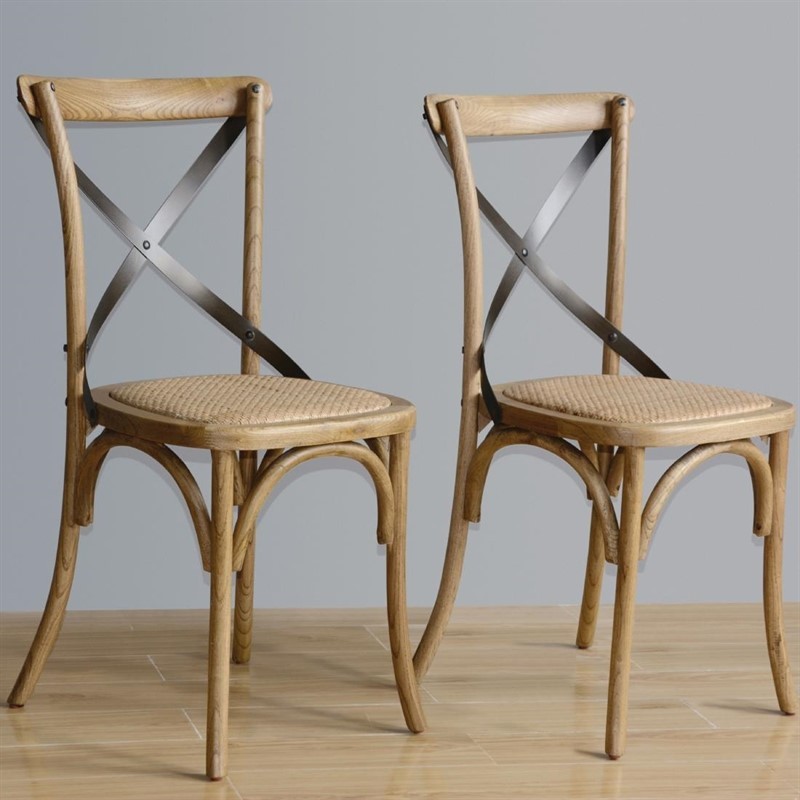  Bolero Chaises en bois patin&eacute; avec dossier crois&eacute; naturel 