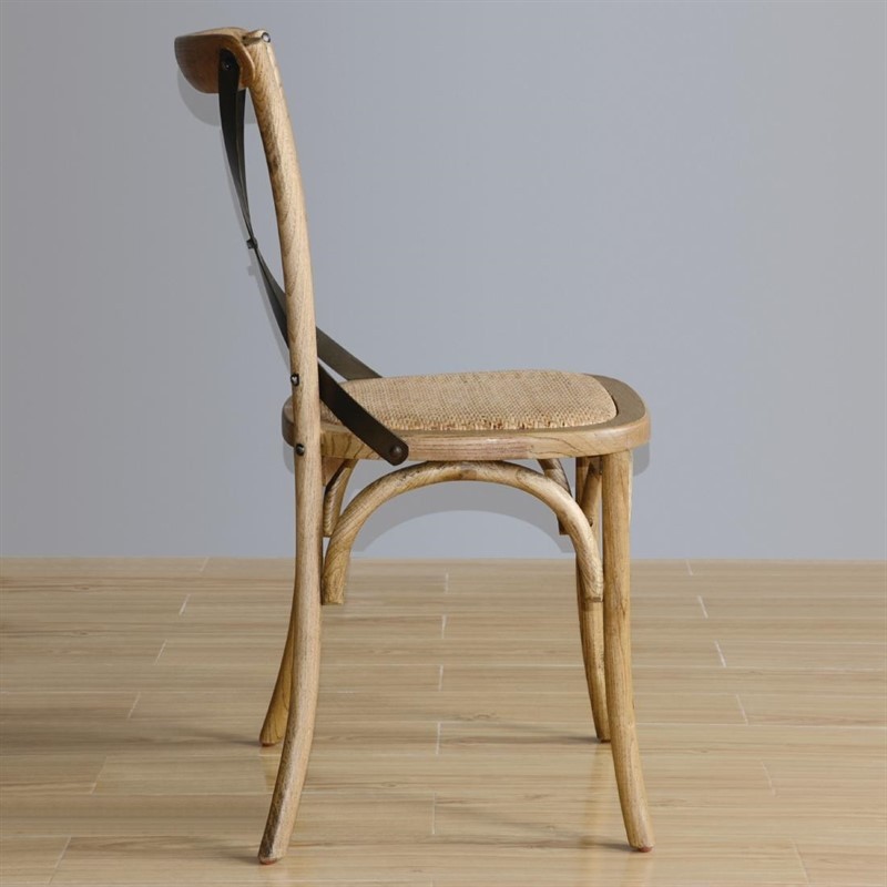  Bolero Chaises en bois patin&eacute; avec dossier crois&eacute; naturel 