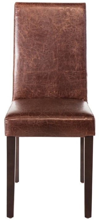  Bolero Chaise dossier haut en simili cuir marron fonc&eacute; patin&eacute; x2 