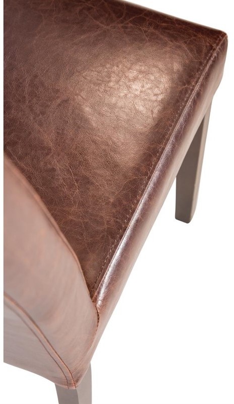  Bolero Chaise dossier haut en simili cuir marron fonc&eacute; patin&eacute; x2 