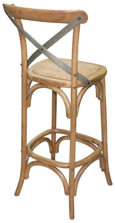  Bolero Tabouret de bar en bois avec dossier crois&eacute; m&eacute;tal 