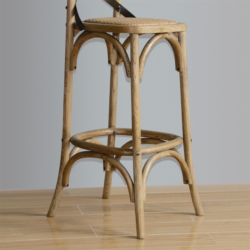  Bolero Tabouret de bar en bois avec dossier crois&eacute; m&eacute;tal 