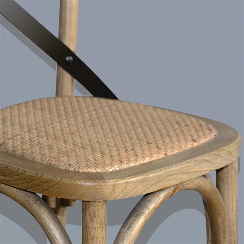  Bolero Tabouret de bar en bois avec dossier crois&eacute; m&eacute;tal 