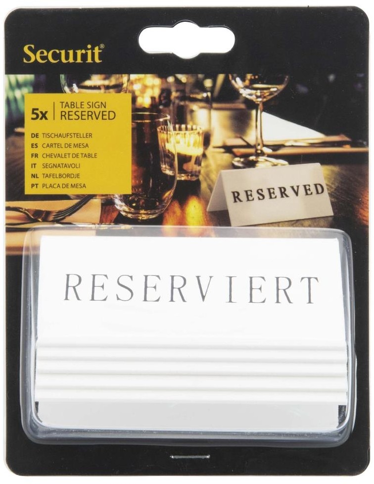  Securit Chevalets table r&eacute;serv&eacute;e "Reserviert" (lot de 5) 