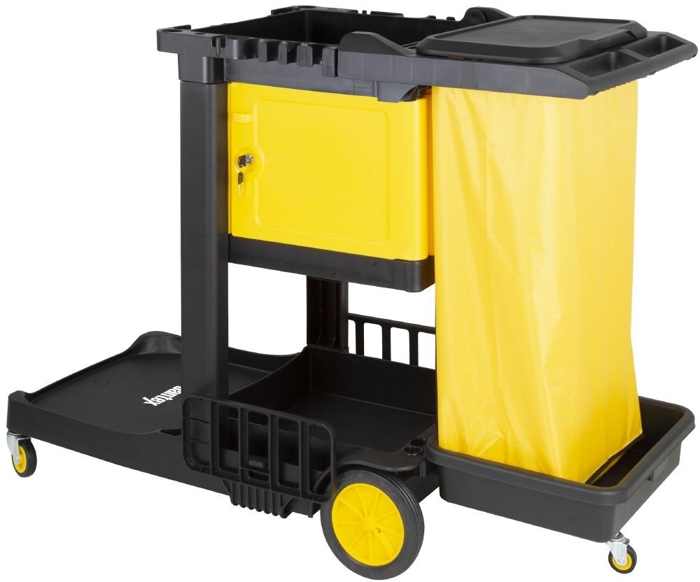  Jantex Chariot de nettoyage avec armoire verrouillable noir 