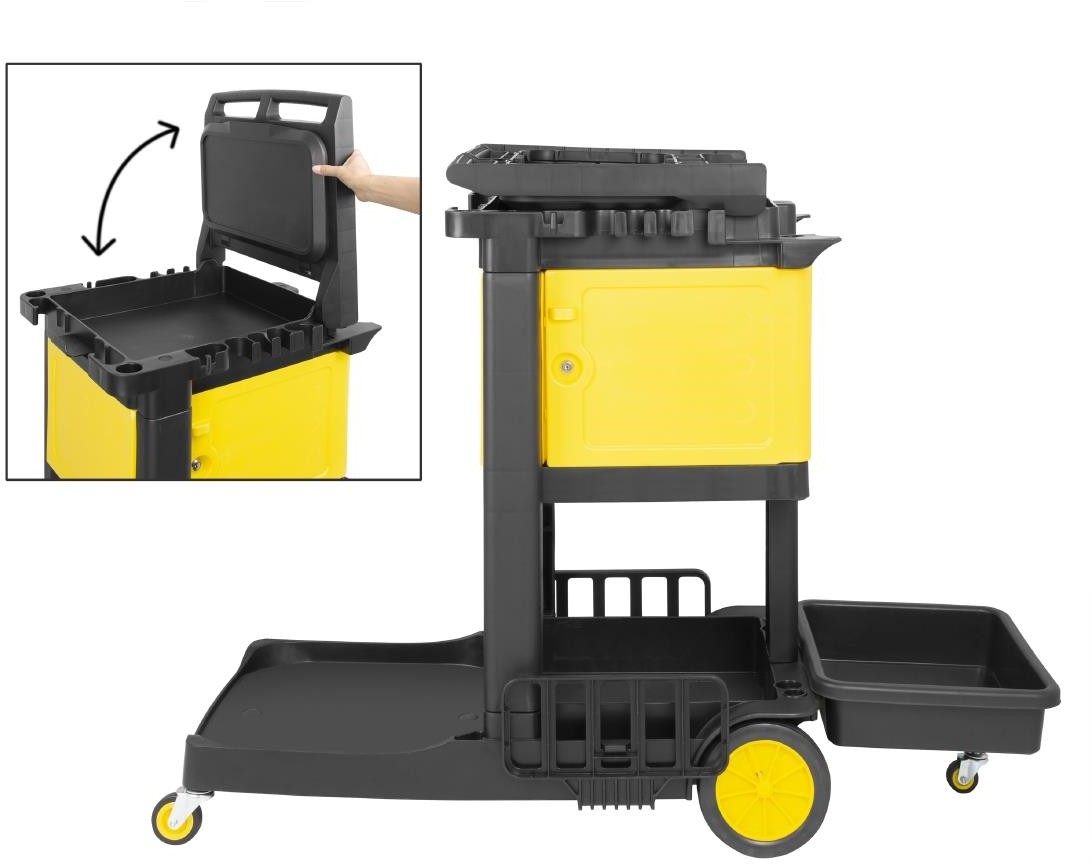  Jantex Chariot de nettoyage avec armoire verrouillable noir 