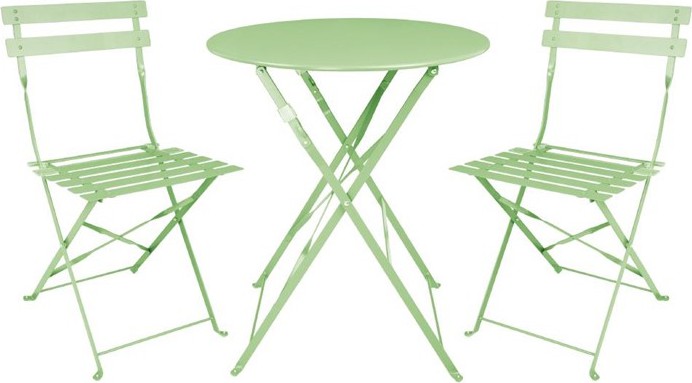  Bolero Table de terrasse carr&eacute;e pliante en acier vert clair 595 mm 