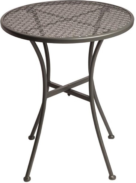 Bolero Table bistro ronde en acier ajour&eacute; grise 600mm 