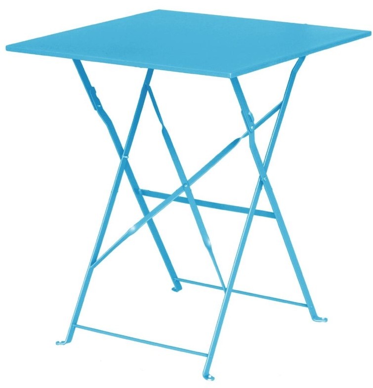  Bolero Table de terrasse carr&eacute;e en acier bleu turquoise 600mm 