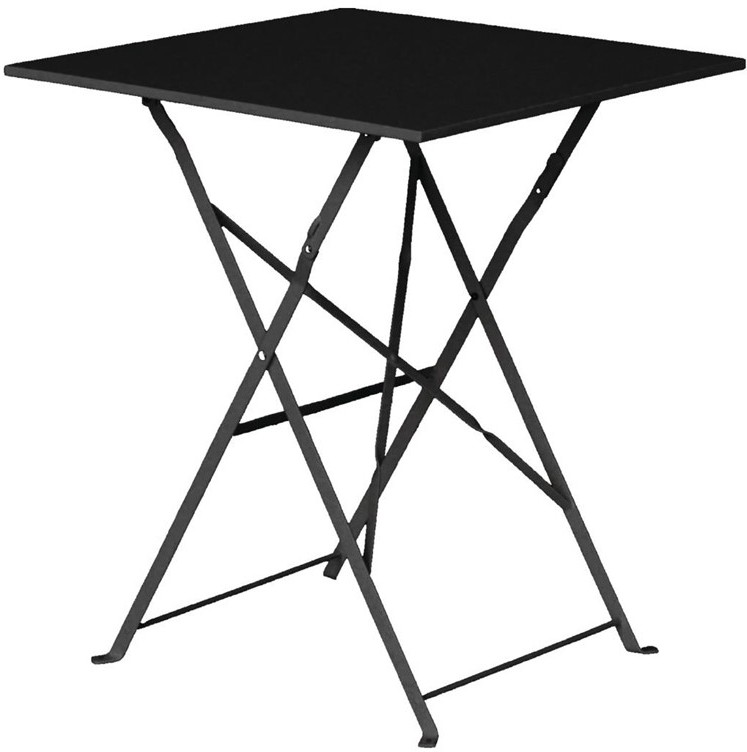  Bolero Table de terrasse carr&eacute;e en acier noire 600mm 