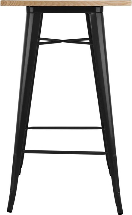  Bolero Table de bar noire avec plateau en bois Bistro 