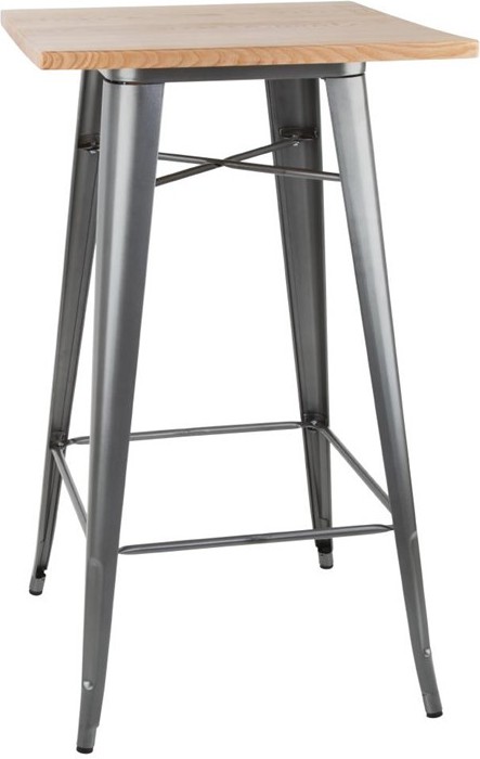  Bolero Table de bar grise avec plateau en bois Bistro 