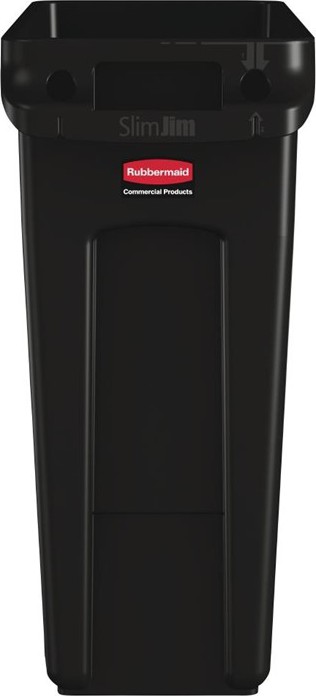  Rubbermaid Collecteur de recyclage avec conduits d'a&eacute;ration Slim Jim noir 60L 