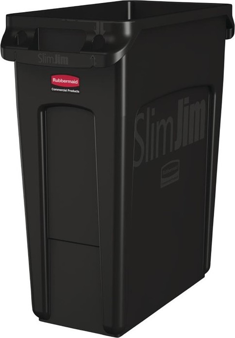  Rubbermaid Collecteur de recyclage avec conduits d'a&eacute;ration Slim Jim noir 60L 