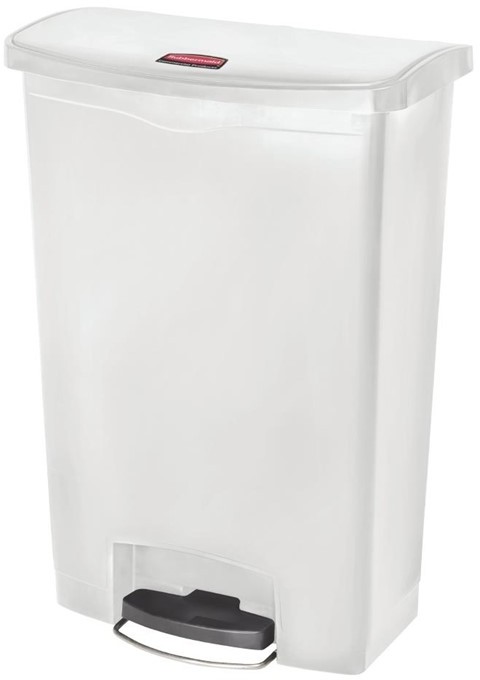  Rubbermaid Poubelle &agrave; p&eacute;dale frontale large Slim Jim Step-On blanche 90L 