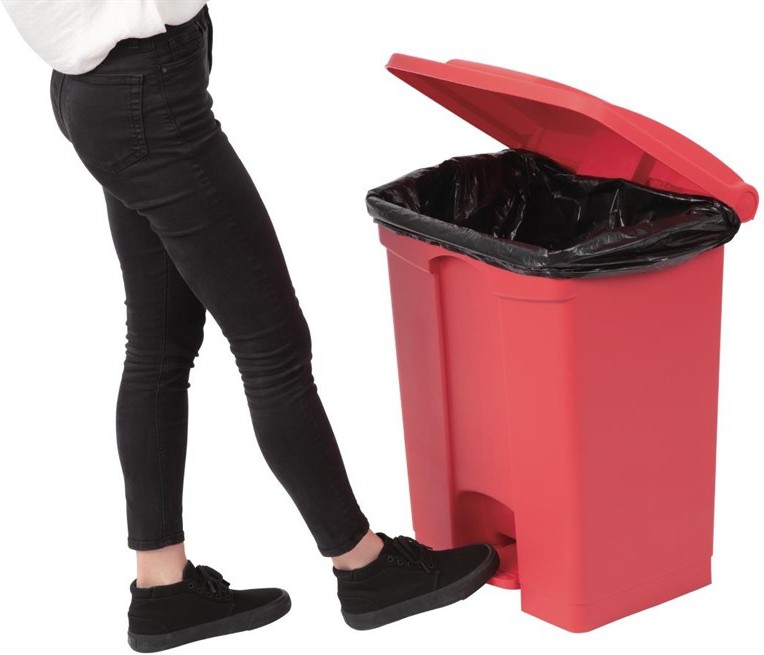  Jantex Poubelle de cuisine &agrave; p&eacute;dale rouge 65L 