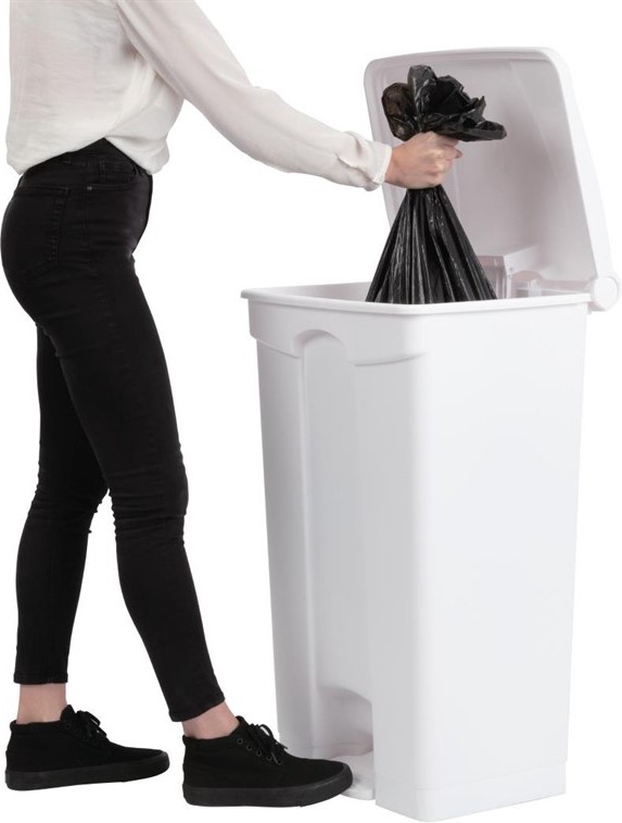  Jantex Poubelle de cuisine &agrave; p&eacute;dale blanche 87L 