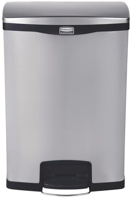 Rubbermaid Poubelle &agrave; p&eacute;dale frontale inox Slim Jim 90L 
