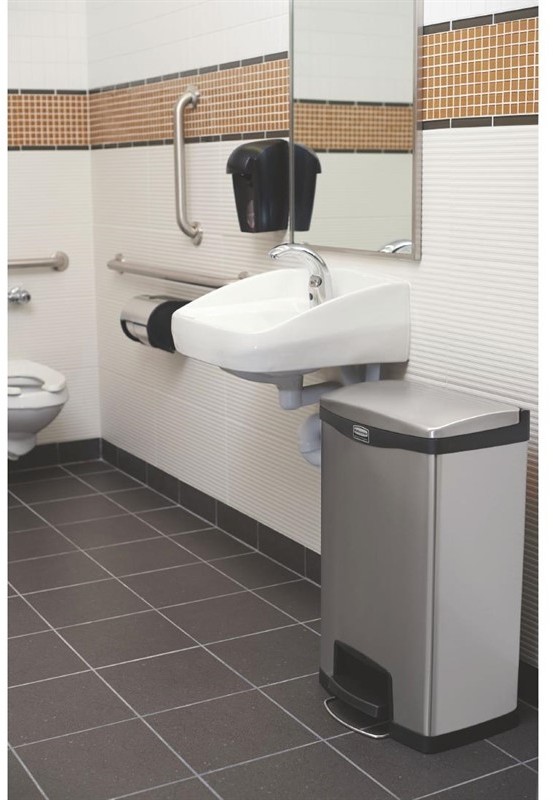  Rubbermaid Poubelle &agrave; p&eacute;dale frontale inox Slim Jim 90L 