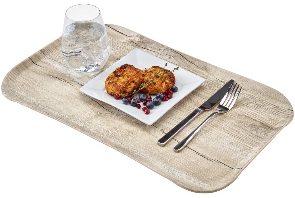  Cambro Plateau rectangulaire polyester aspect bois Century 32x53cm olivier clair 