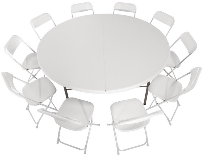  Bolero Table ronde pliante par le centre 1,8m 