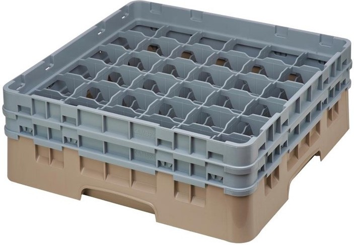 Cambro Casier &agrave; verres 36 compartiments Camrack beige hauteur max 133mm 