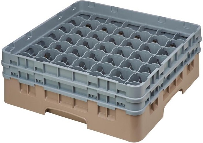  Cambro Casier &agrave; verres 49 compartiments Camrack beige hauteur max 133mm 