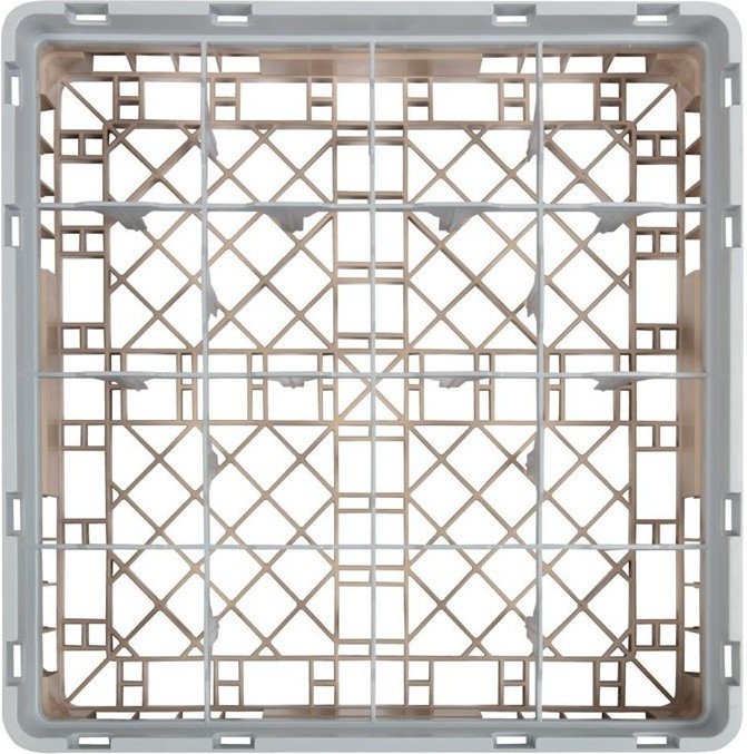  Cambro Casier &agrave; verres 16 compartiments Camrack beige hauteur max 92mm 