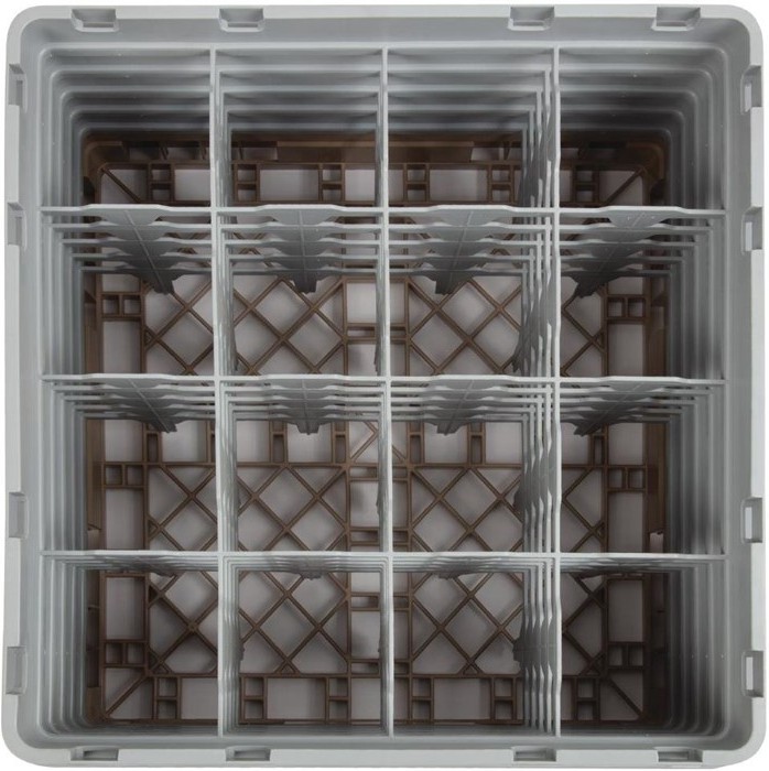  Cambro Casier &agrave; verres 16 compartiments Camrack beige hauteur max 257mm 