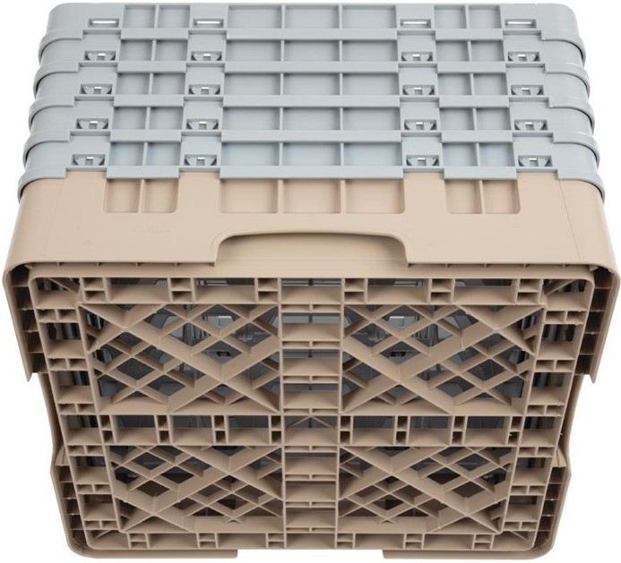  Cambro Casier &agrave; verres 16 compartiments Camrack beige hauteur max 257mm 