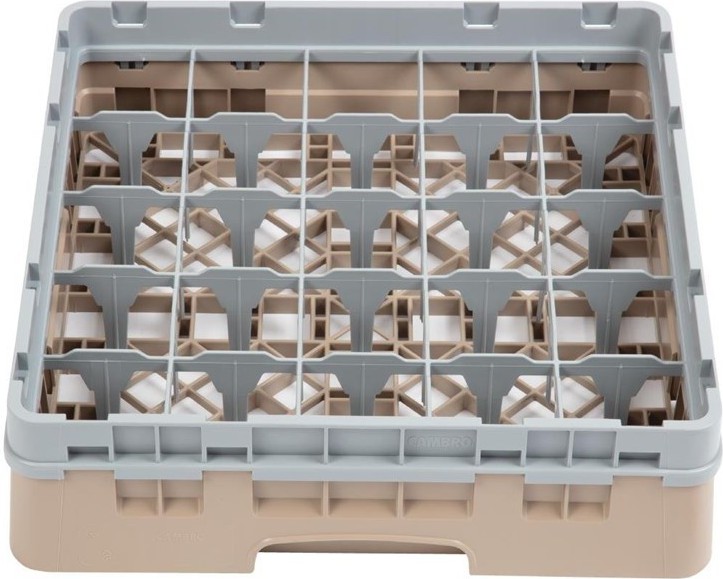  Cambro Casier &agrave; verres 25 compartiments Camrack beige hauteur max 92mm 