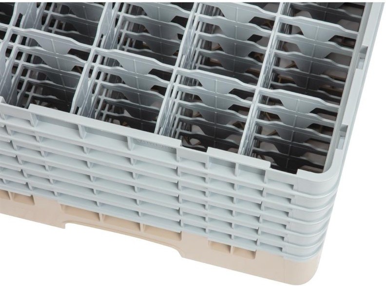 Cambro Casier &agrave; verres 25 compartiments Camrack beige hauteur max 298mm 
