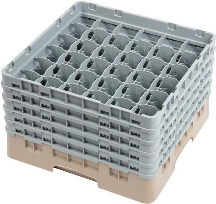  Cambro Casier &agrave; verres 36 compartiments Camrack beige hauteur max 257mm 